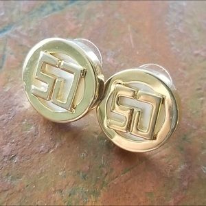 St. John Logo Pierced Earrings.